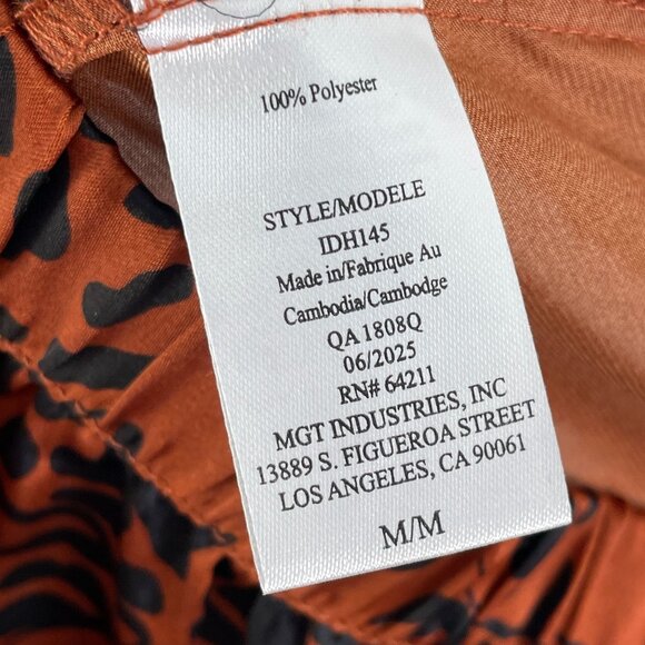 NEW Midnight Bakery Womens Medium Rust Leopard Animal Button Up Pajama Set - Picture 10 of 12